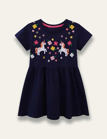 Unicorn Floral Embroidered Dress - Mini Taylor